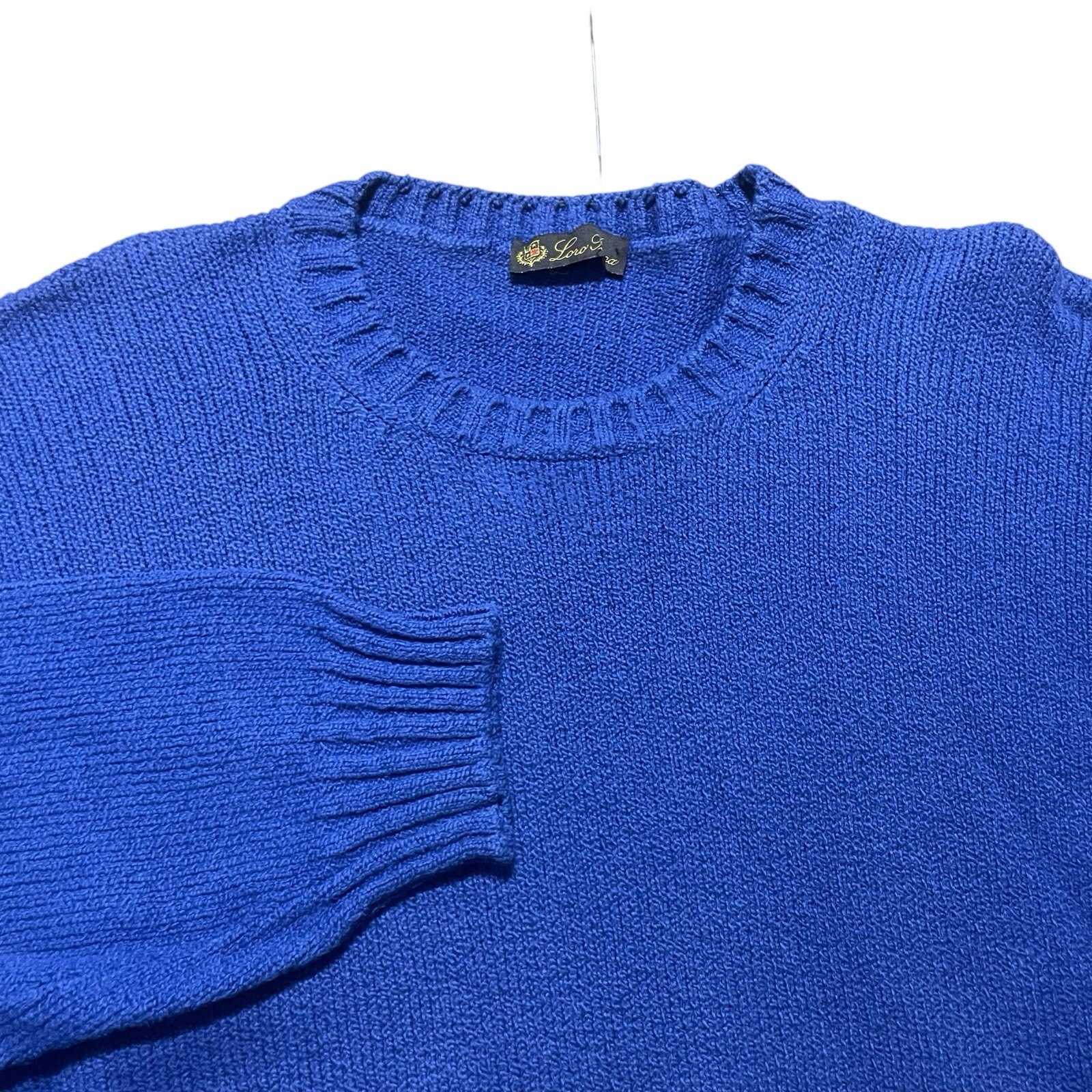 Loro Piana Sweater Mens Xl/58 Blue Cotton Crewneck Knit Jumper Pullover Italy